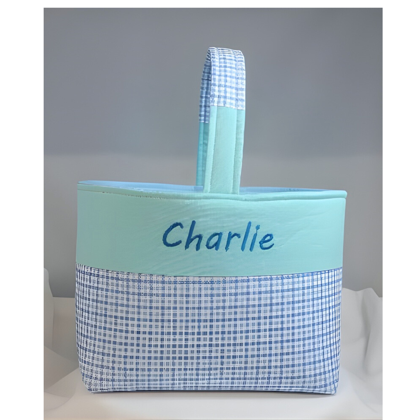 Blue Tractor Basket - Personalized Heirloom Keepsake