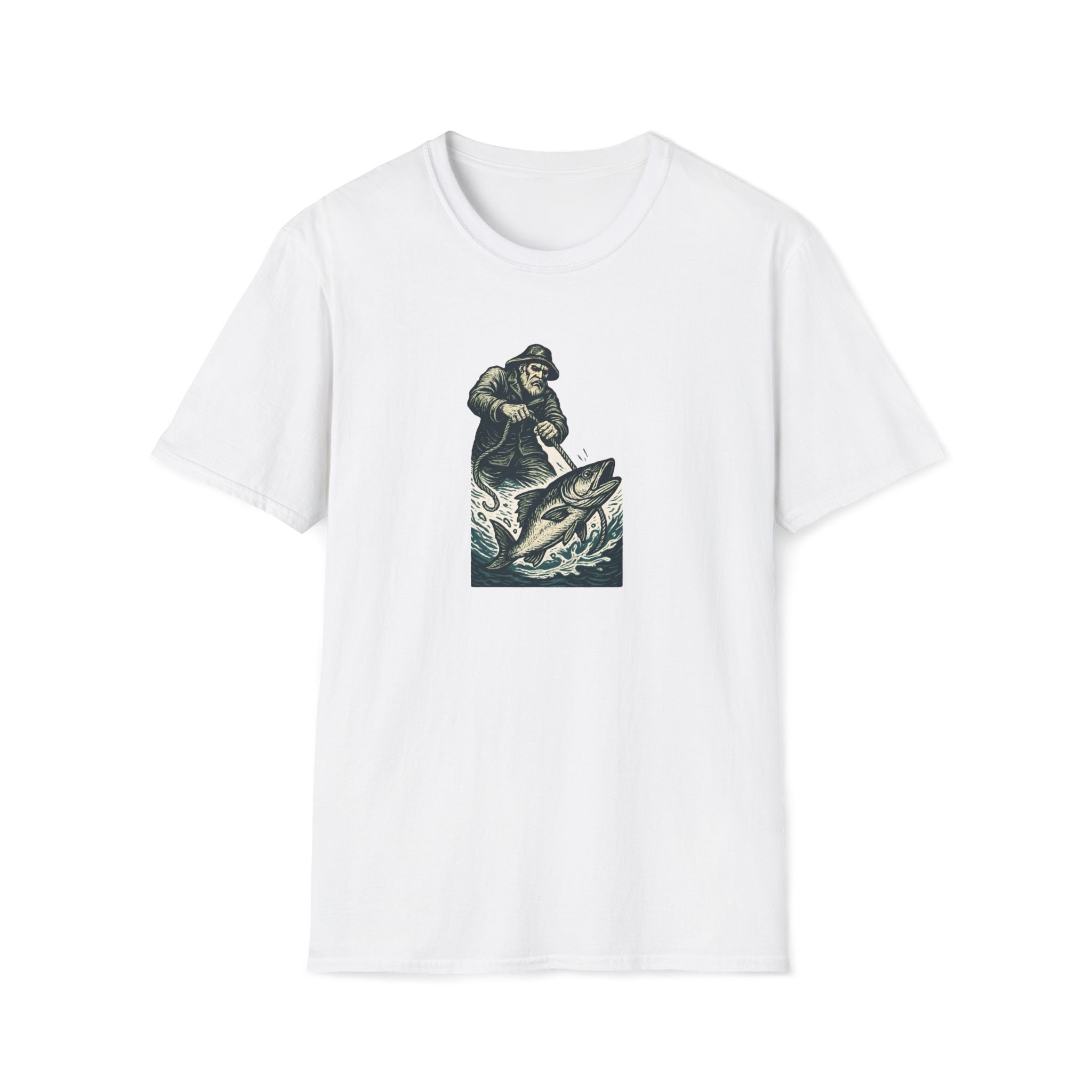 Fisherman Reeling Giant Fish T-Shirt