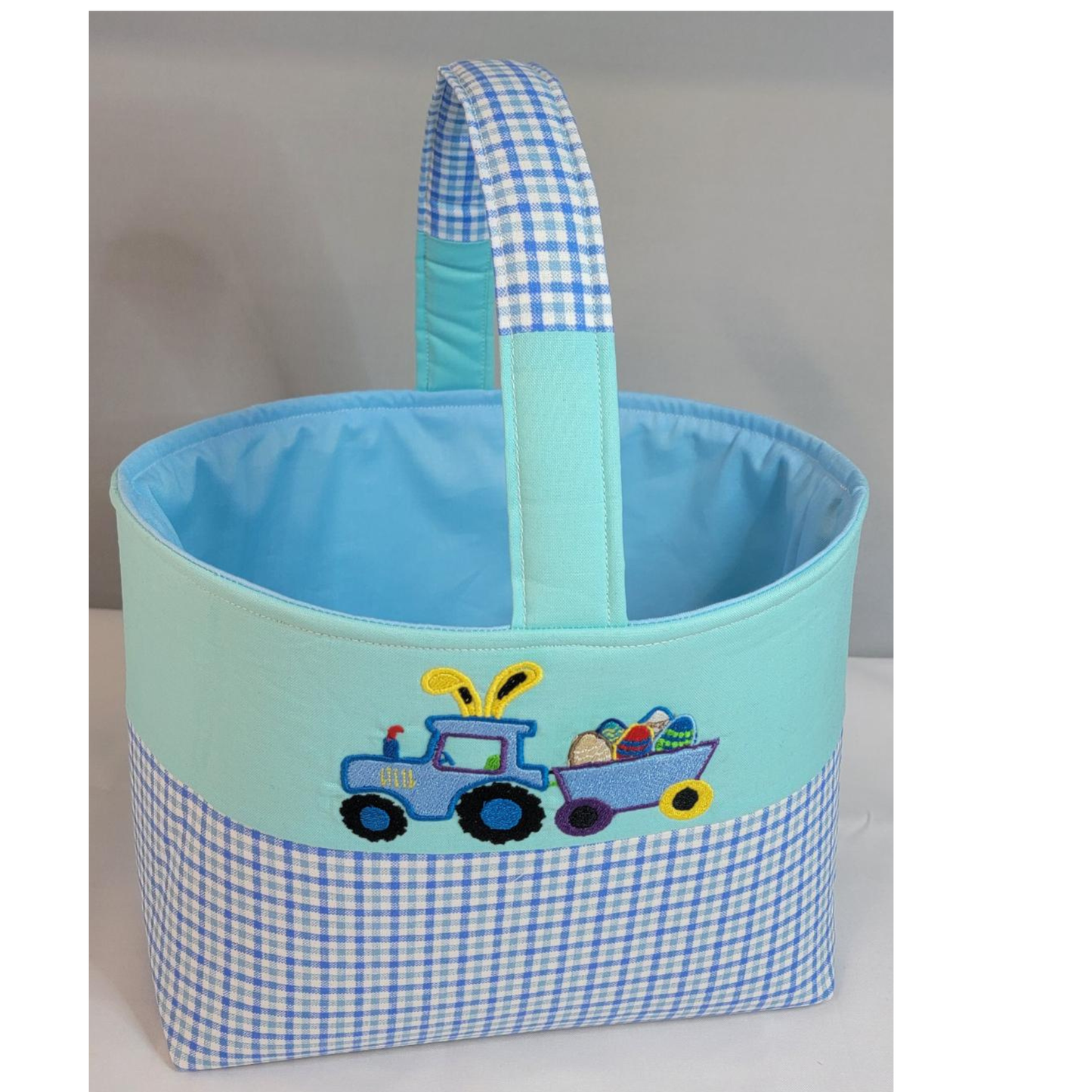 Blue Tractor Basket - Personalized Heirloom Keepsake