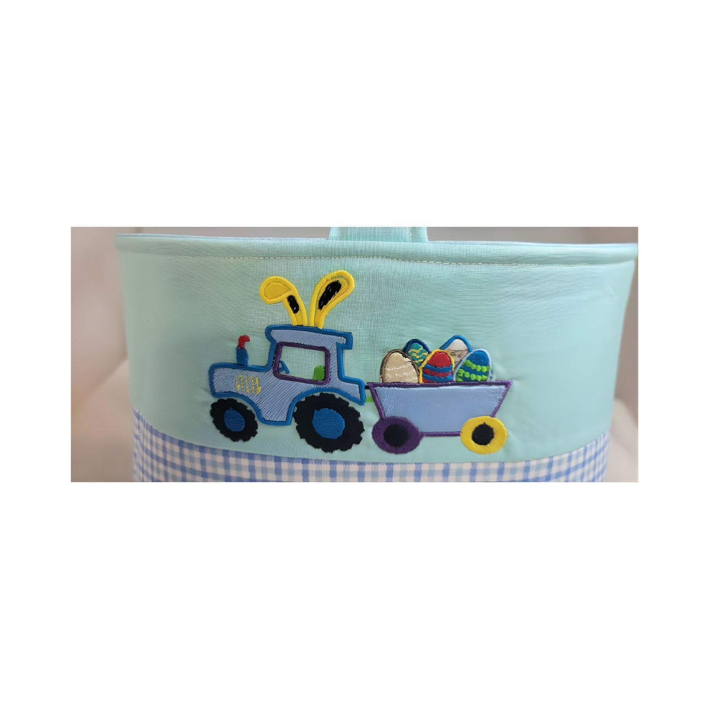Blue Tractor Basket - Personalized Heirloom Keepsake